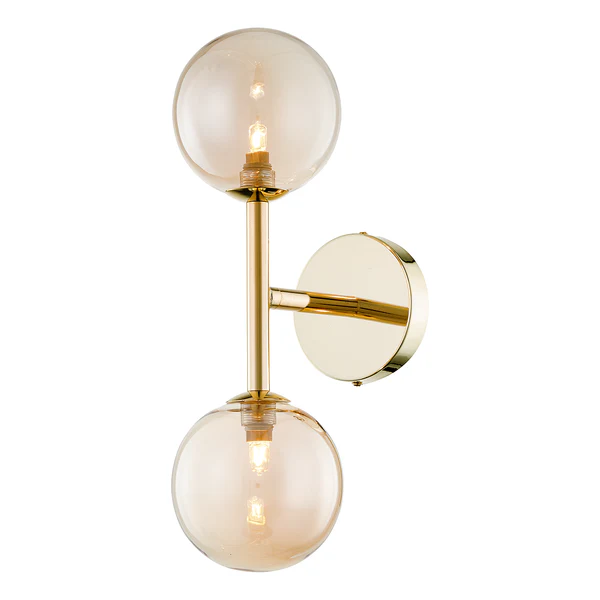 Wandleuchte KJUL - Metall Gold glänzend / Glas Bernsteinfarben