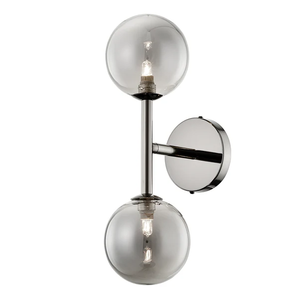 Wandleuchte KJUL - Metall Grau glänzend / Rauchglas