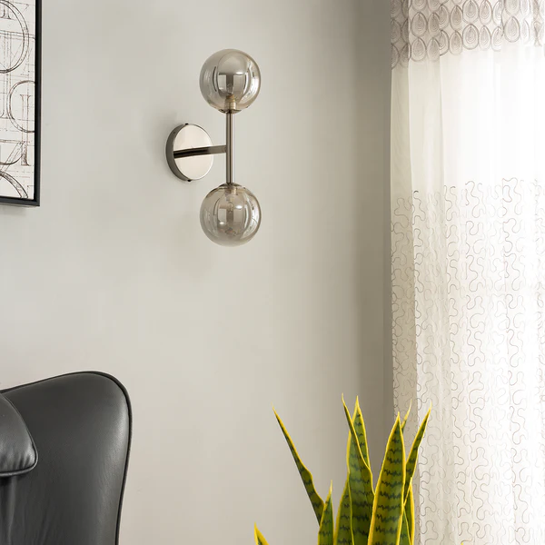 Wandleuchte KJUL - Metall Grau glänzend / Rauchglas - Image 3