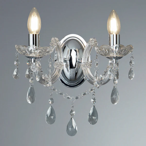 Wandleuchte Marie Therese - Kristallglas / Stahl - 2-flammig - Silber - Image 3