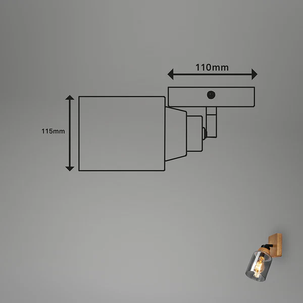 Wandleuchte Meidelo - Aluminium / Rauchglas - Schwarz / Eiche - Flammenanzahl: 1 - Image 6