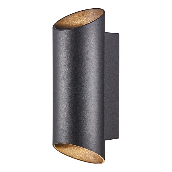 Wandleuchte Nico Round - Aluminium / Glas - 2-flammig - Schwarz