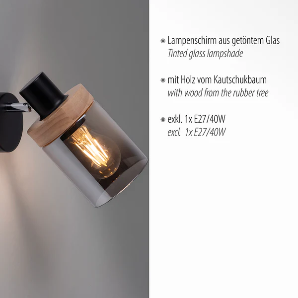 Wandleuchte Pasqual - Rauchglas / Eisen - Flammenanzahl: 1 - Image 7