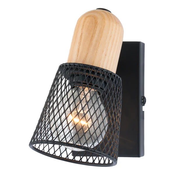 Wandleuchte Tolne - Eisen / Kiefer massiv - 1-flammig
