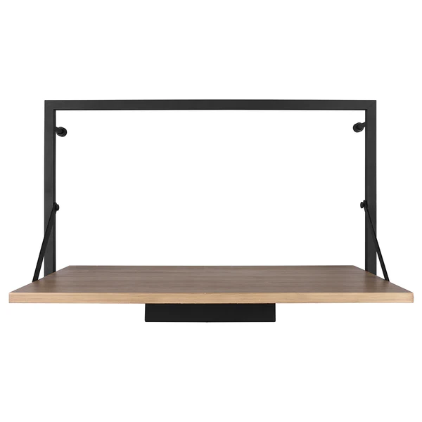 Wandregal Legno I - Inkl. Beleuchtung - Eukalytpus massiv / Metall - Eukalyptus / Schwarz - Breite: 50 cm - Image 6