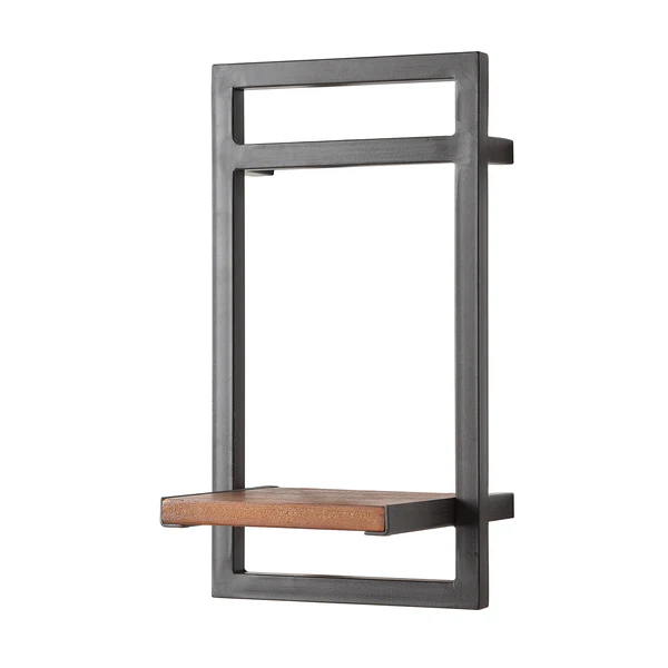Wandregal MANCHESTER - Akazie massiv / Metall - Akazie / Anthrazit - 22 x 40 cm