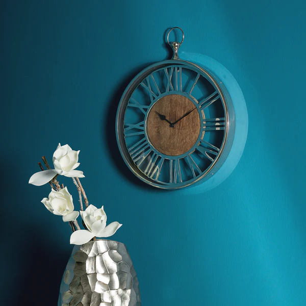 Wanduhr Dajana - Edelstahl / Mangoholz - Braun / Silber - Image 2