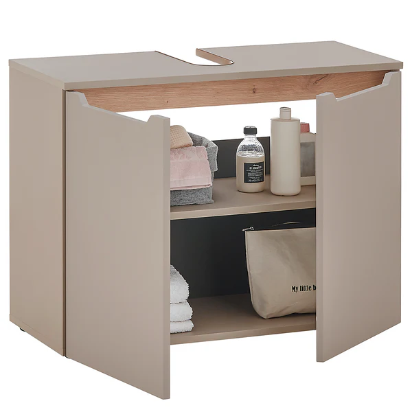 Waschbeckenunterschrank TAULO - Taupe / Eiche Artisan Dekor - Taupe - Image 7