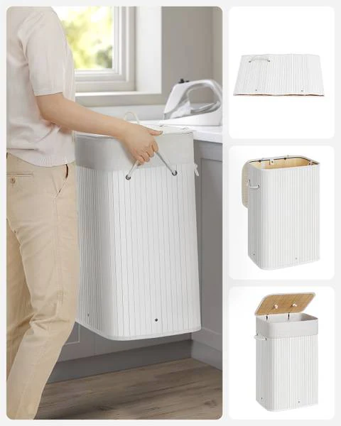 Wäschekorb Abeurador Typ A - Weiß - Baumwollstoff - 40 x 60 x 30 cm - Image 5