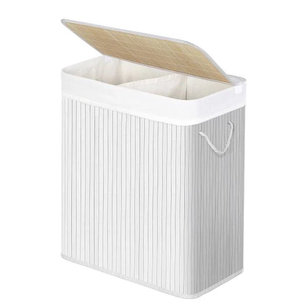 Wäschekorb Ramenada - Weiß - Baumwollstoff - 52 x 62 x 32 cm