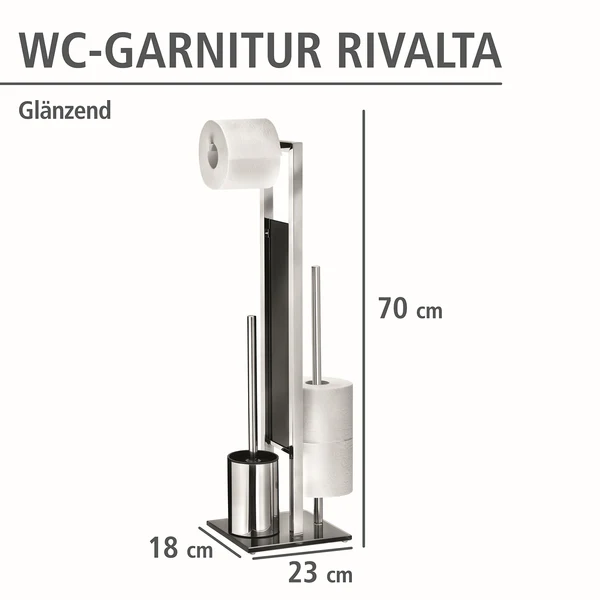 WC-Garnitur Rivalta - Edelstahl rostfrei / Glas - Silber / Schwarz - Silber / Schwarz - Image 12