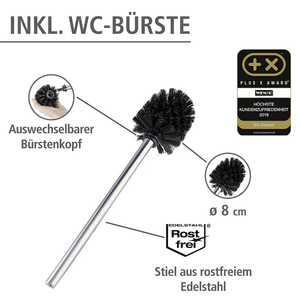 WC-Garnitur Rivalta - Edelstahl rostfrei / Glas - Silber / Schwarz - Silber / Schwarz - Image 13