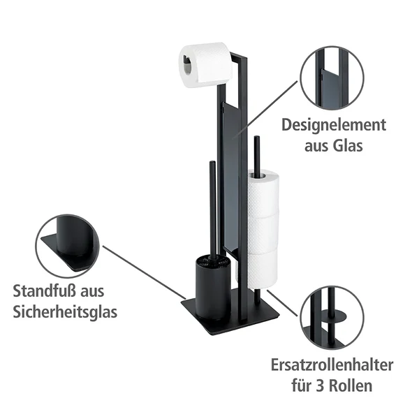WC-Garnitur Rivalta - Gehärtetes Glas - Schwarz - Schwarz - Image 12