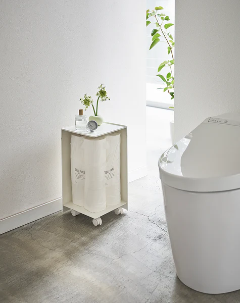 WC-Rollenbehälter Tower Caster - Stahl - Weiß - Image 3