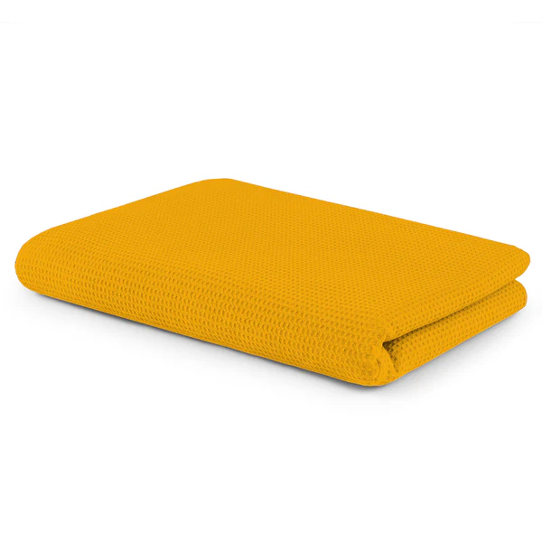 Wohndecke Waffeldecke - Baumwolle - Safrangelb