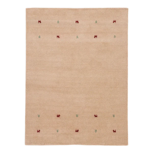Wollteppich Gabbeh Uni - Wolle - Beige - 60 x 90 cm