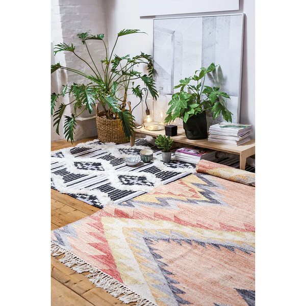 Wollteppich Vintage Zigzag - Wolle / Baumwolle - Berry - 65 x 135 cm - Image 2