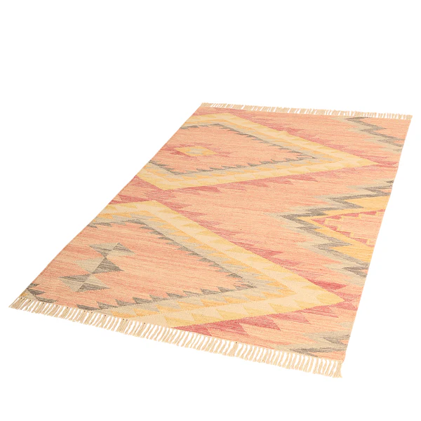 Wollteppich Vintage Zigzag - Wolle / Baumwolle - Berry - 65 x 135 cm - Image 4