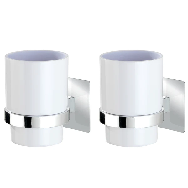 Zahnputzbecher Quadro (2er-Set) - Kunststoff - Silber